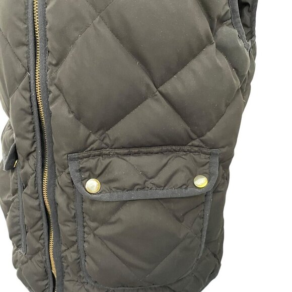 J. Crew Down Filled Quilted Puffer Vest Zip Gold Buttons Black size Small - Picture 3 of 8